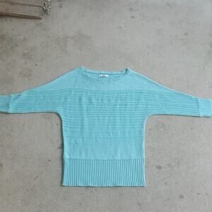 New York & Company mixed knit dolman sweater green XS